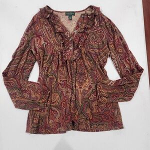 Lauren Ralph Lauren Multicolor Paisley Long Sleeve Blouse